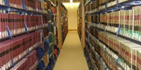 Aisle with books on shelves
