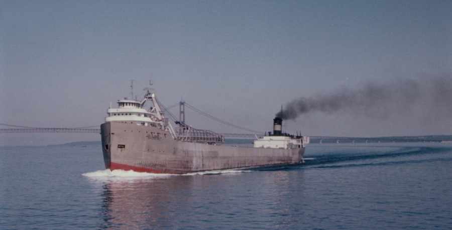 Color photograph of a great lakes freighter