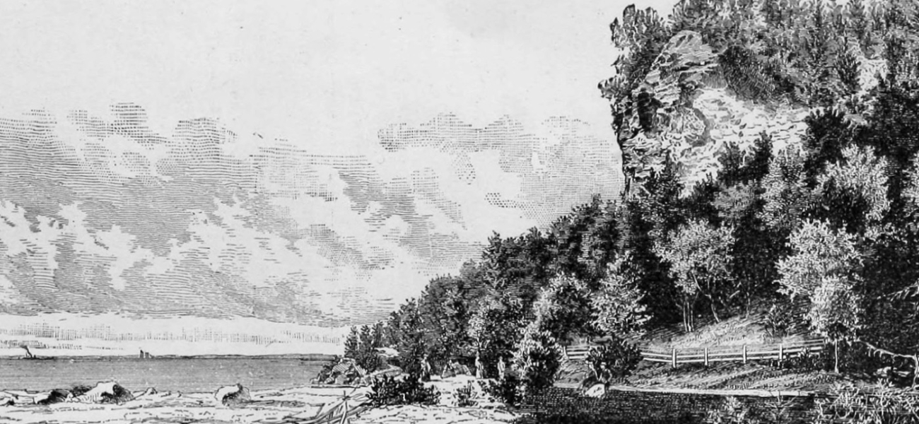 A drawing of the island coast