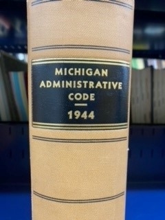 Spine label of 1944 Michigan Administrative volume
