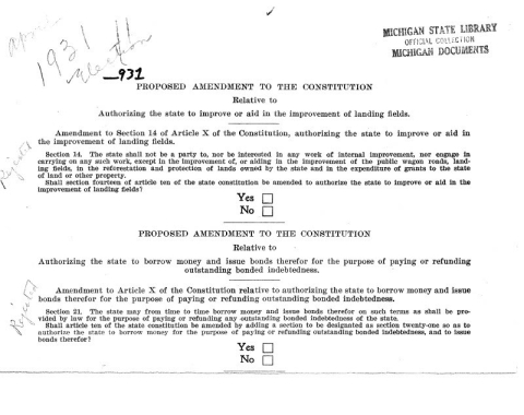 Text of 1931 ballot proposal