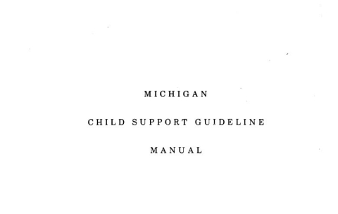 Image of text on title page for Michigan child support guideline manual