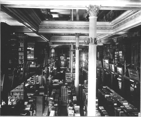 Black and white interior photograph of state library in Michigan Capitol circa 1915