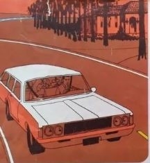 Color drawing of vintage automobile from 1974 what every driver must know booklet