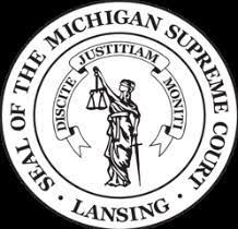 Black and white circular seal of the Michigan Supreme Court