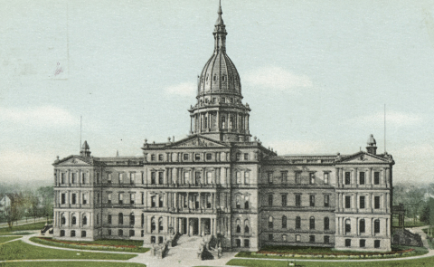 color postcard images of michigan state capitol